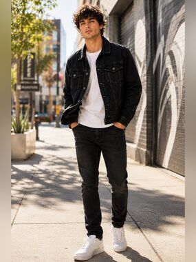 PacSun Vintage Black Denim Trucker Jacket Men’s Medium